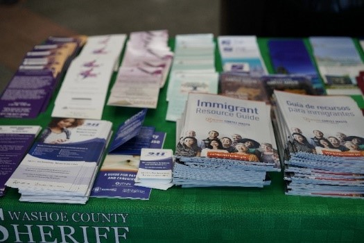 photo of flyers about community resources displayed on table